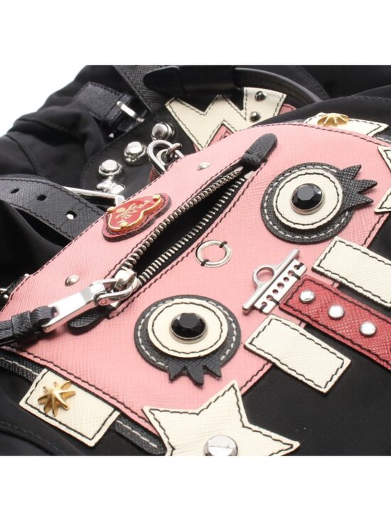 Prada Backpack Tessuto Robot Noir Pink Nylon Leather main image 9